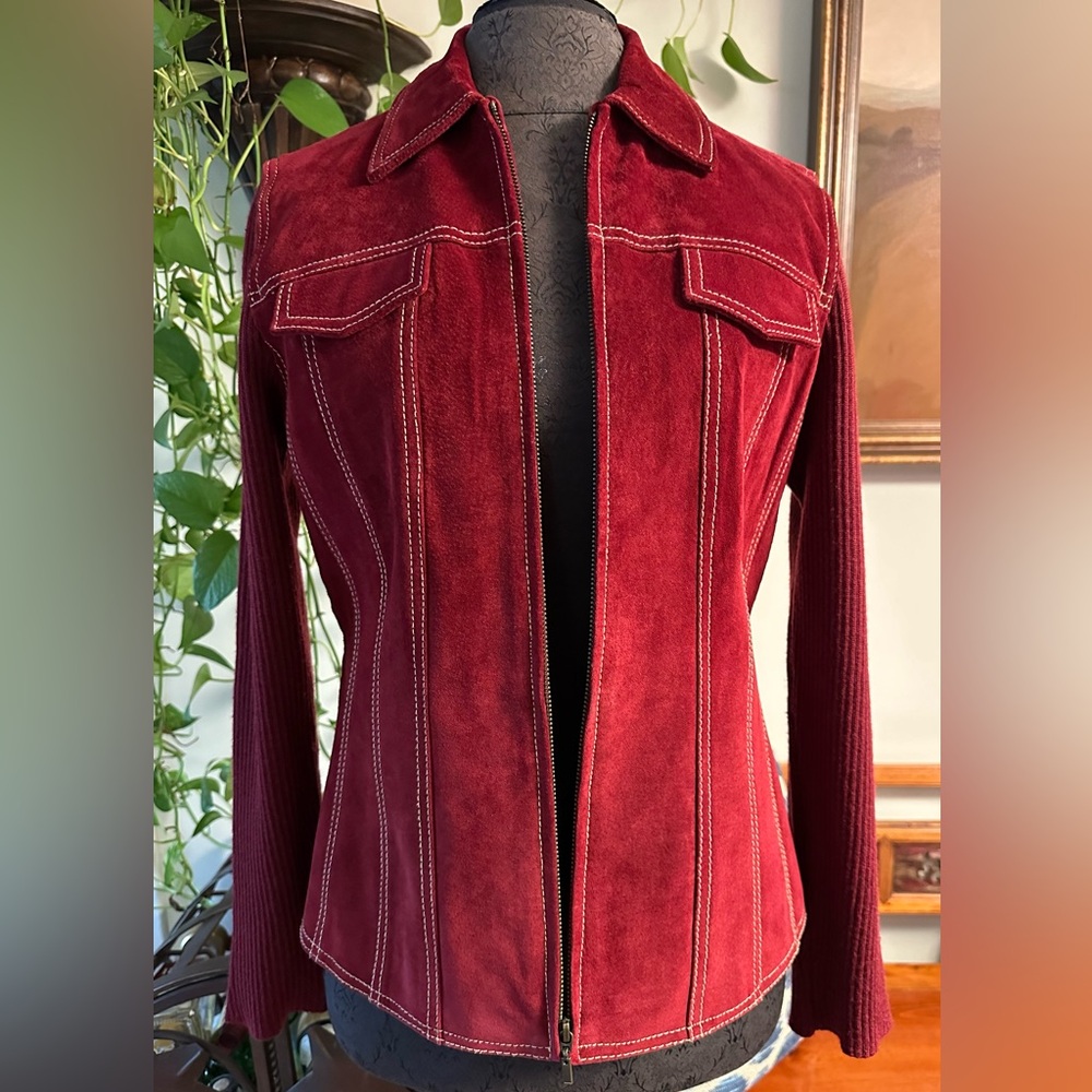 Coldwater Creek Women's Burgundy Jacket, Size 4.